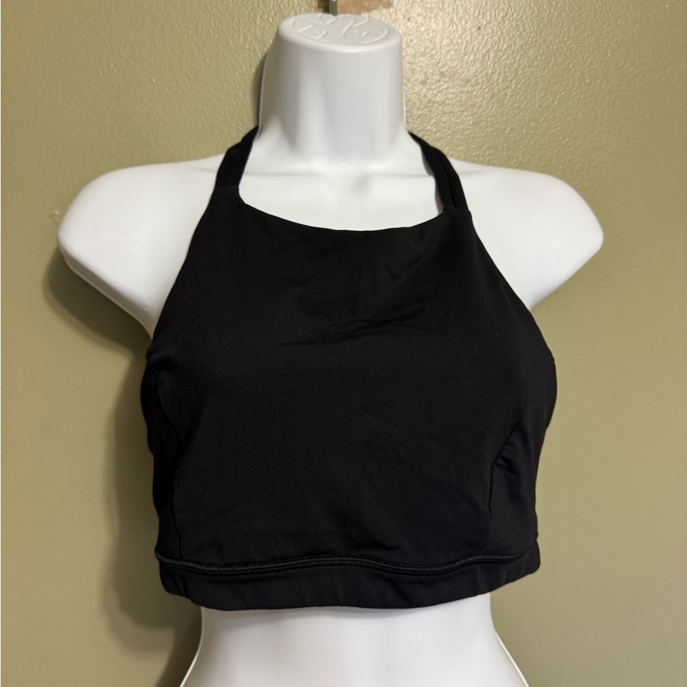 Lululemon High Neck Sports Bra, Black, Size 8